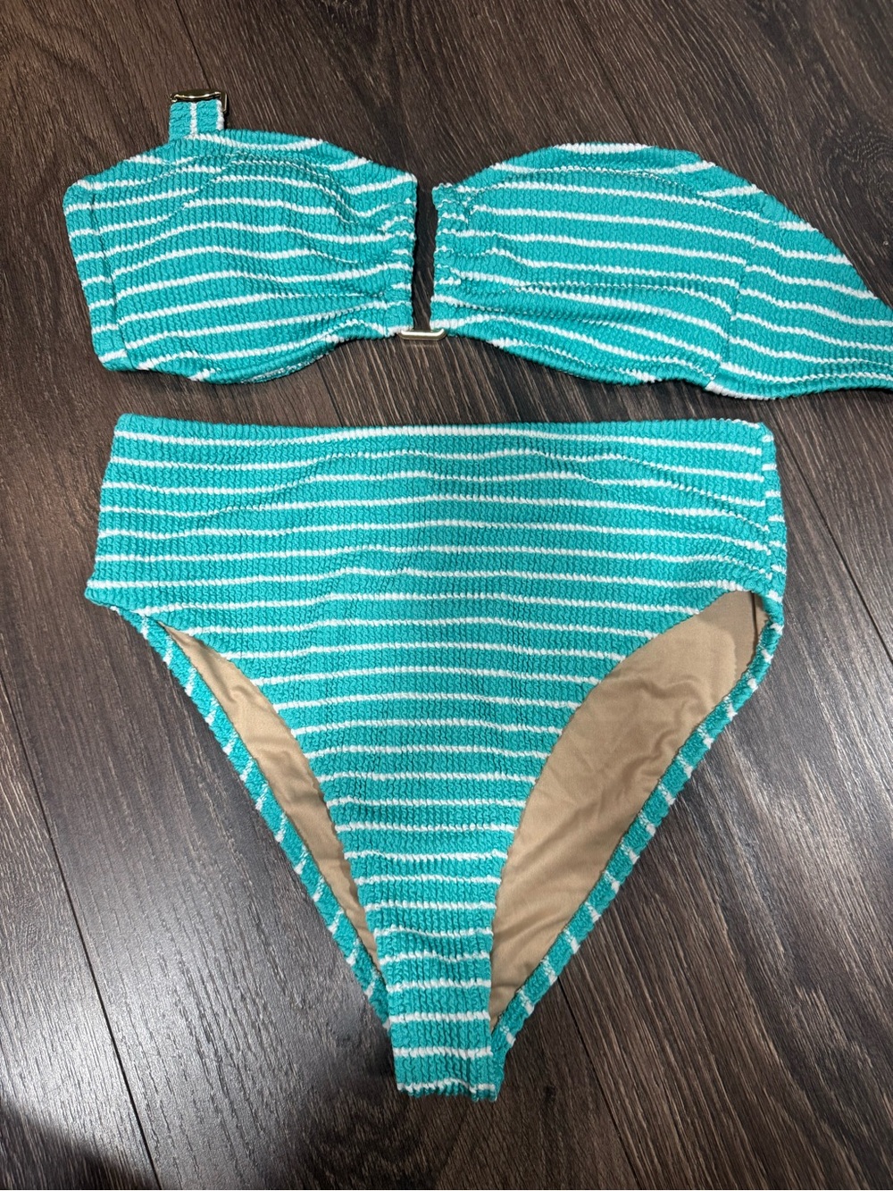 Target Teal and White Striped High-Waist Bikini